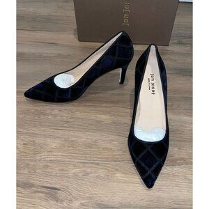 NWT ANTHROPOLOGIE Jon Josef Black  Navy Velvet Pumps Womens High Heel 9